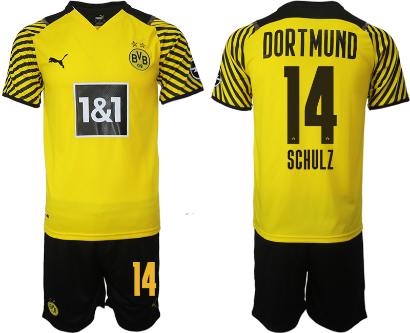 Men 2021-2022 Club Borussia Dortmund home #14 yellow Soccer Jersey->borussia dortmund jersey->Soccer Club Jersey
